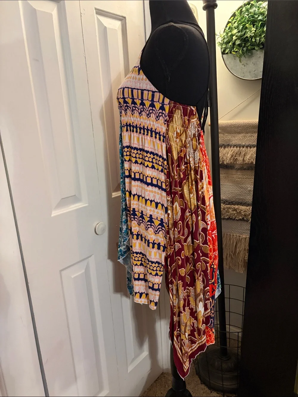 Free People Can’t Tie Me Down Mixed Print Asymmetrical Handkerchief Hem
